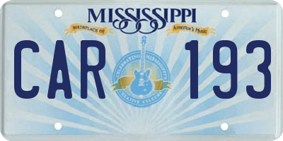 MS license plate CAR193