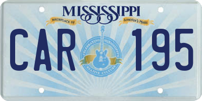 MS license plate CAR195