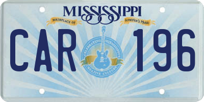 MS license plate CAR196