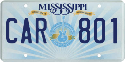 MS license plate CAR801