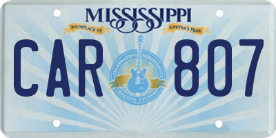 MS license plate CAR807