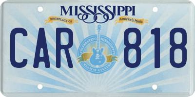 MS license plate CAR818
