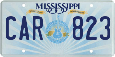 MS license plate CAR823