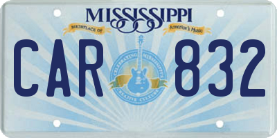 MS license plate CAR832