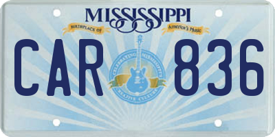 MS license plate CAR836