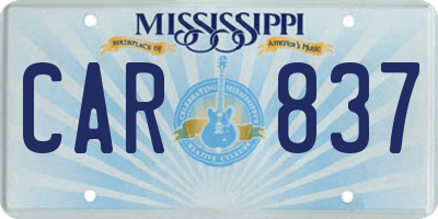 MS license plate CAR837