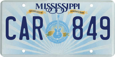 MS license plate CAR849