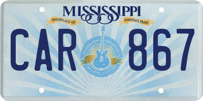 MS license plate CAR867