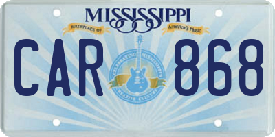 MS license plate CAR868