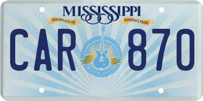 MS license plate CAR870