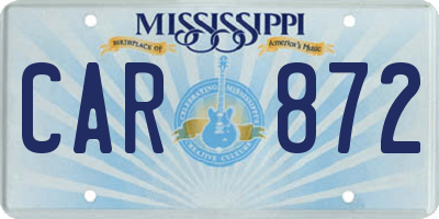 MS license plate CAR872
