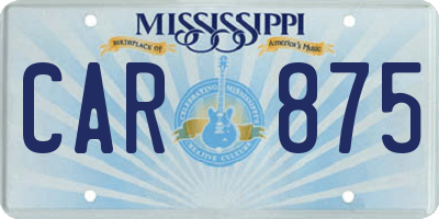 MS license plate CAR875