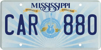 MS license plate CAR880