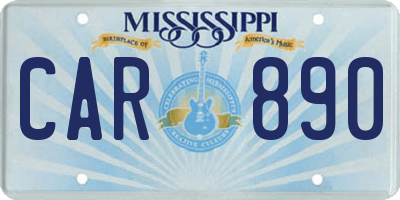 MS license plate CAR890