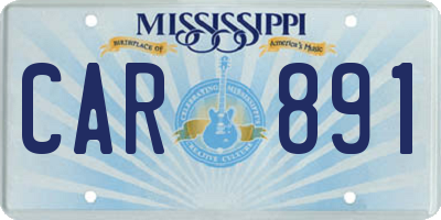MS license plate CAR891