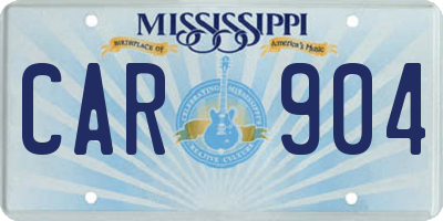 MS license plate CAR904