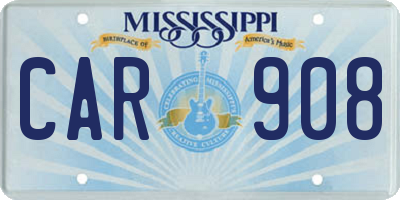 MS license plate CAR908