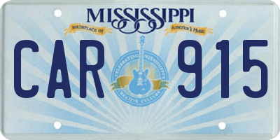 MS license plate CAR915