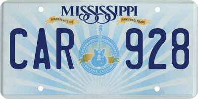 MS license plate CAR928