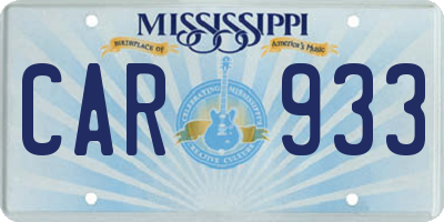 MS license plate CAR933