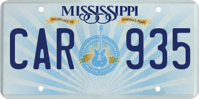 MS license plate CAR935
