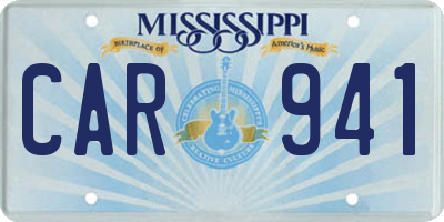 MS license plate CAR941