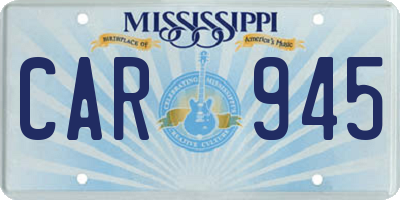 MS license plate CAR945