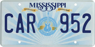MS license plate CAR952