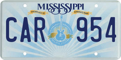 MS license plate CAR954