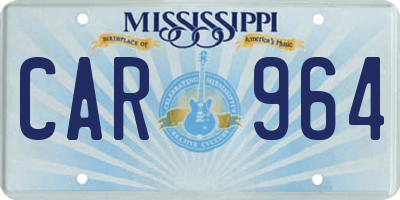 MS license plate CAR964