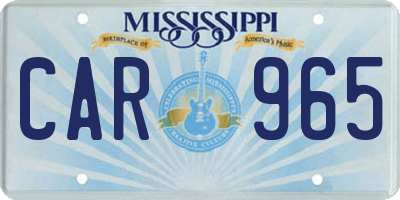 MS license plate CAR965