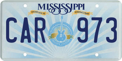 MS license plate CAR973