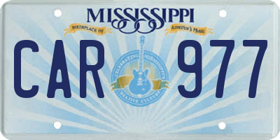MS license plate CAR977