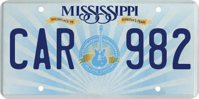 MS license plate CAR982