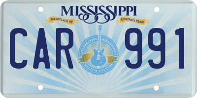 MS license plate CAR991
