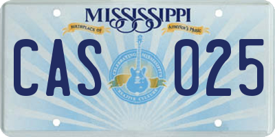MS license plate CAS025