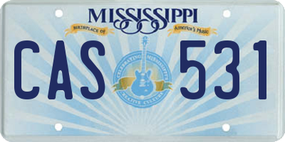 MS license plate CAS531