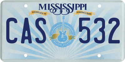 MS license plate CAS532