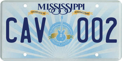 MS license plate CAV002
