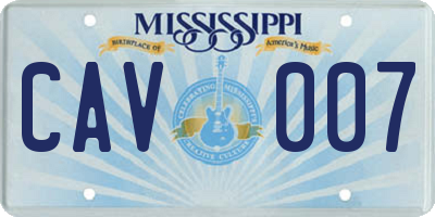 MS license plate CAV007