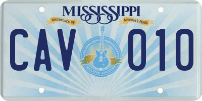 MS license plate CAV010