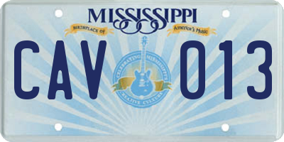 MS license plate CAV013