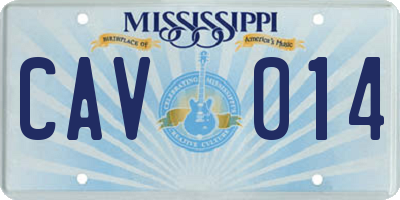MS license plate CAV014