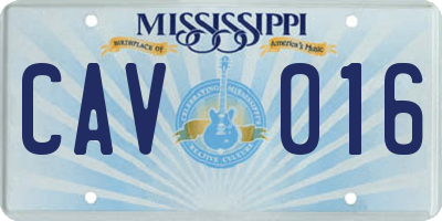 MS license plate CAV016
