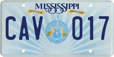 MS license plate CAV017