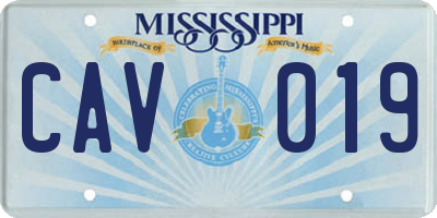 MS license plate CAV019