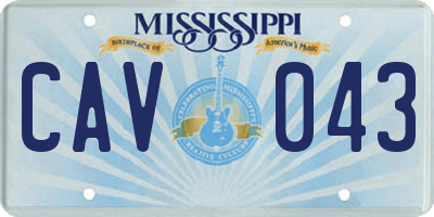 MS license plate CAV043