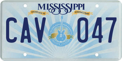 MS license plate CAV047