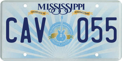 MS license plate CAV055