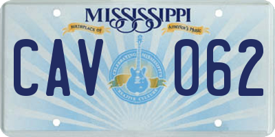 MS license plate CAV062